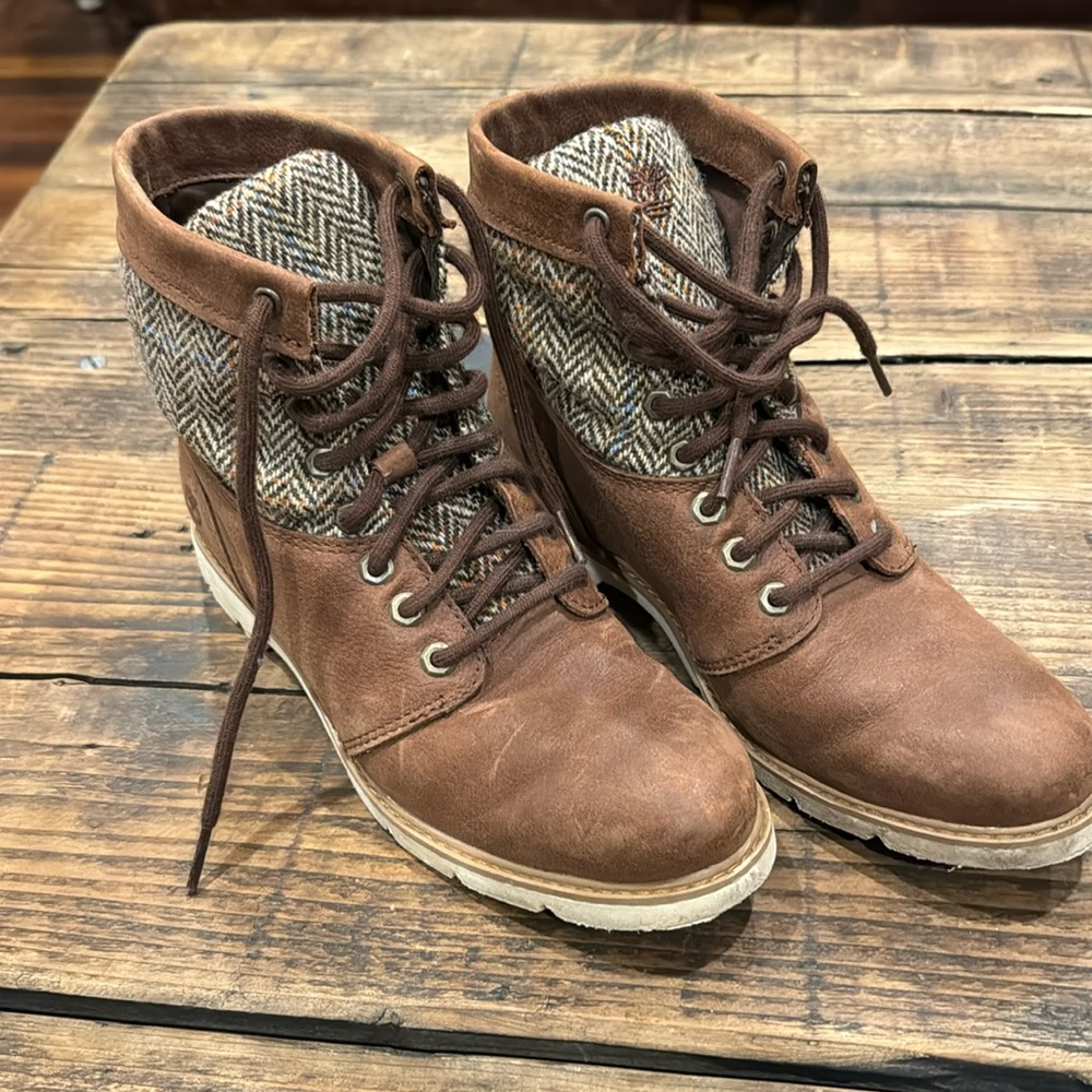 Timberland Harris tweed and leather boots